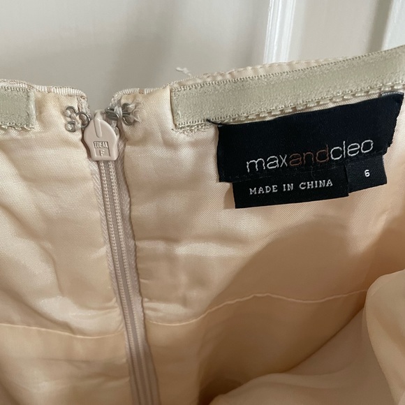 Max and Cleo Joyce Mini Dress Gold Metallic Cream/Champagne Strapless Dress SZ 6 - Picture 5 of 10